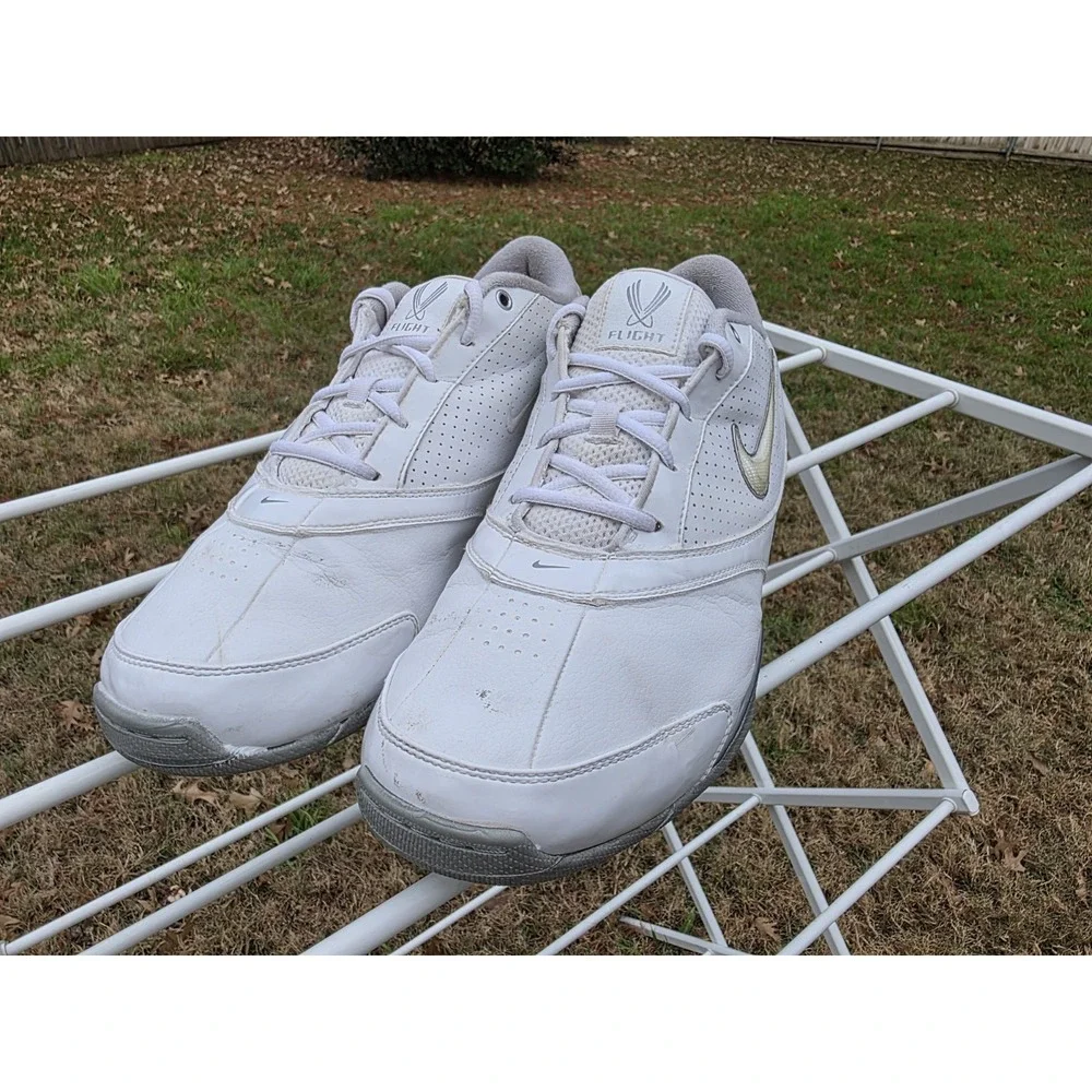 Nike Air Flight Mens Basketball Shoes White Silver Low Top Sneakers 315065-111